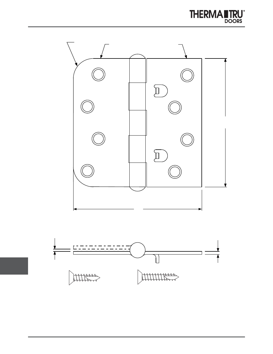 Self aligning nrp (riveted) pin hinge | Therma-Tru COMP 14 Hardware - U1 Revised User Manual | Page 10 / 26