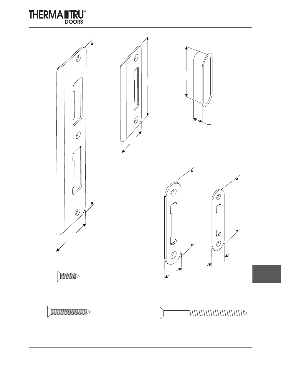 Multi-point lock tongue system strike plates | Therma-Tru COMP 14 Hardware - U1 Revised User Manual | Page 15 / 26