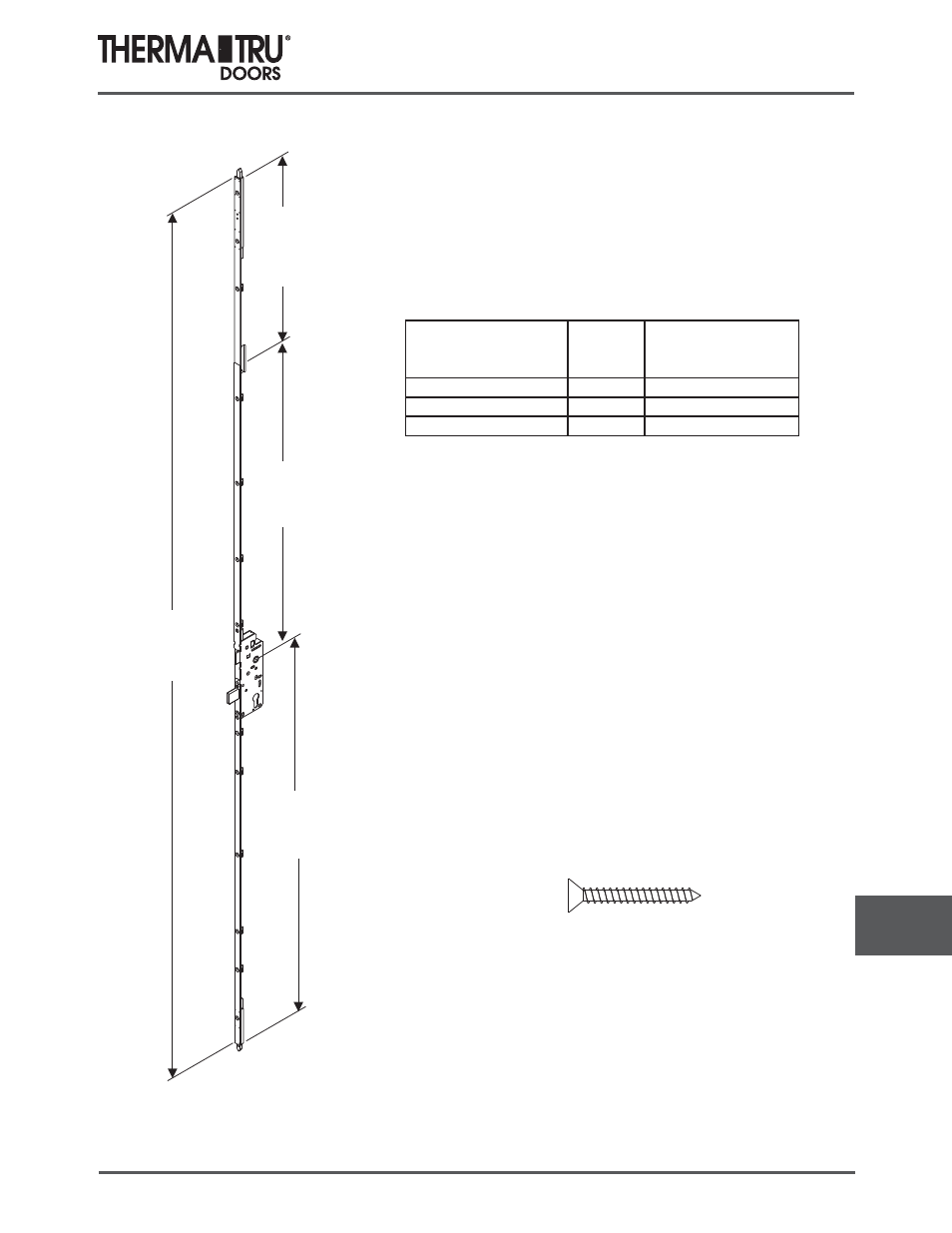 Multi-point lock - gears & extensions | Therma-Tru COMP 14 Hardware - U1 Revised User Manual | Page 17 / 26