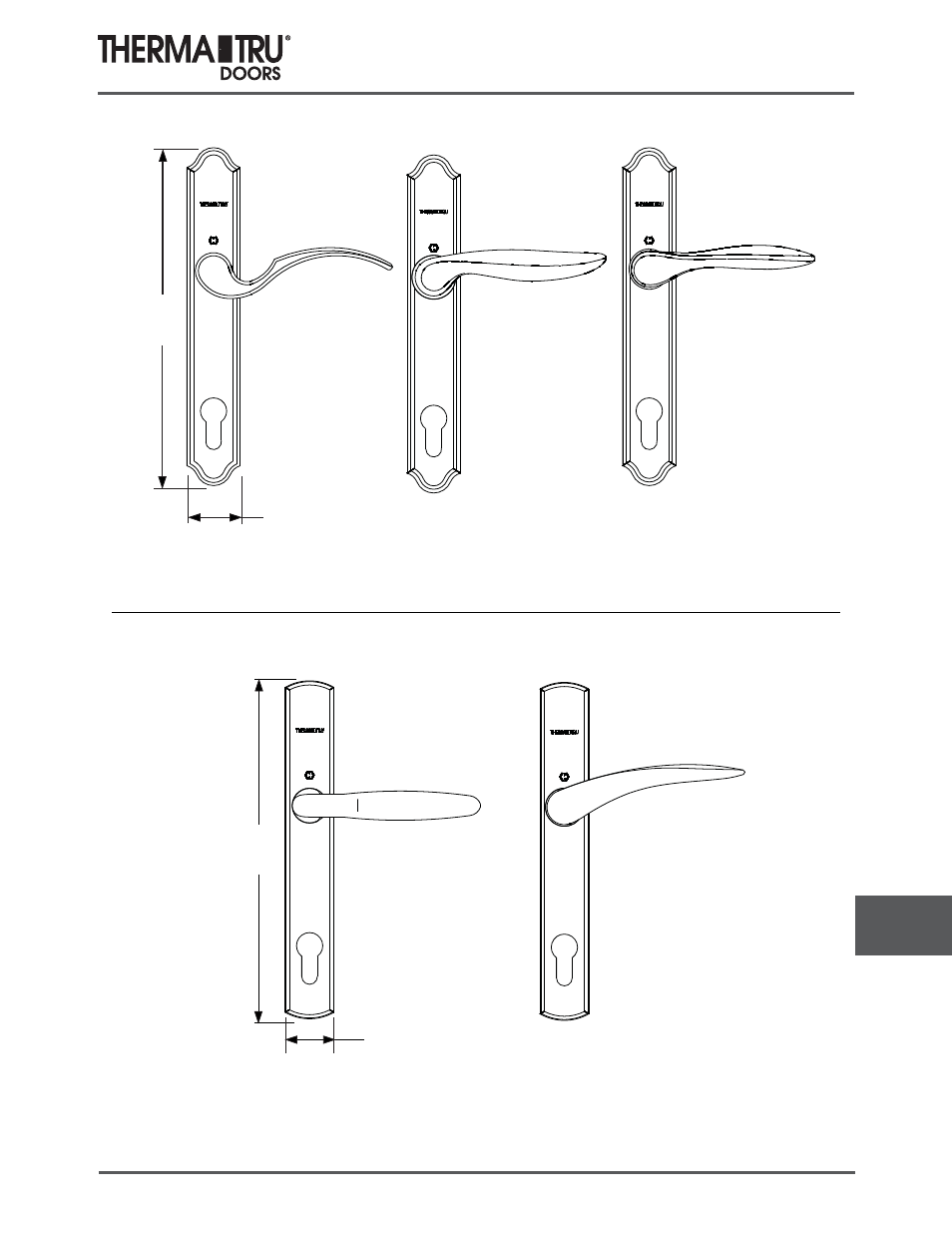 45mm multi-point lock handle / trim | Therma-Tru COMP 14 Hardware - U1 Revised User Manual | Page 23 / 26