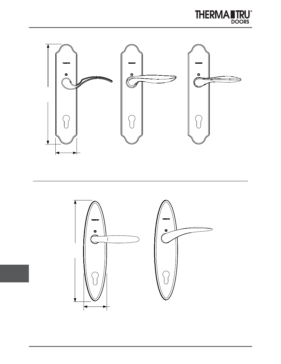 60mm multi-point lock handle / trim | Therma-Tru COMP 14 Hardware - U1 Revised User Manual | Page 24 / 26