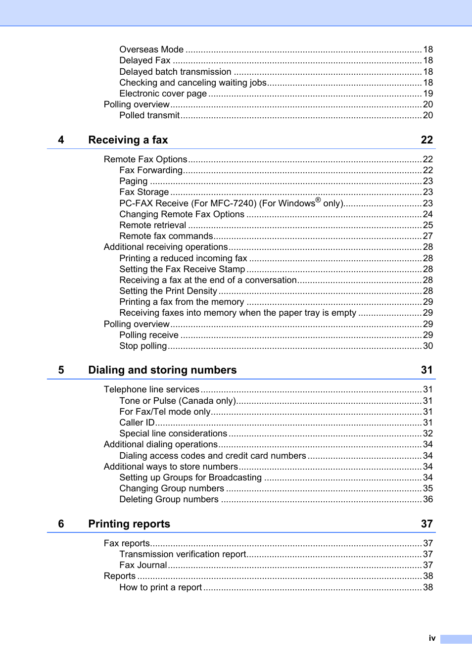 Brother FAX-2840 User Manual | Page 5 / 72