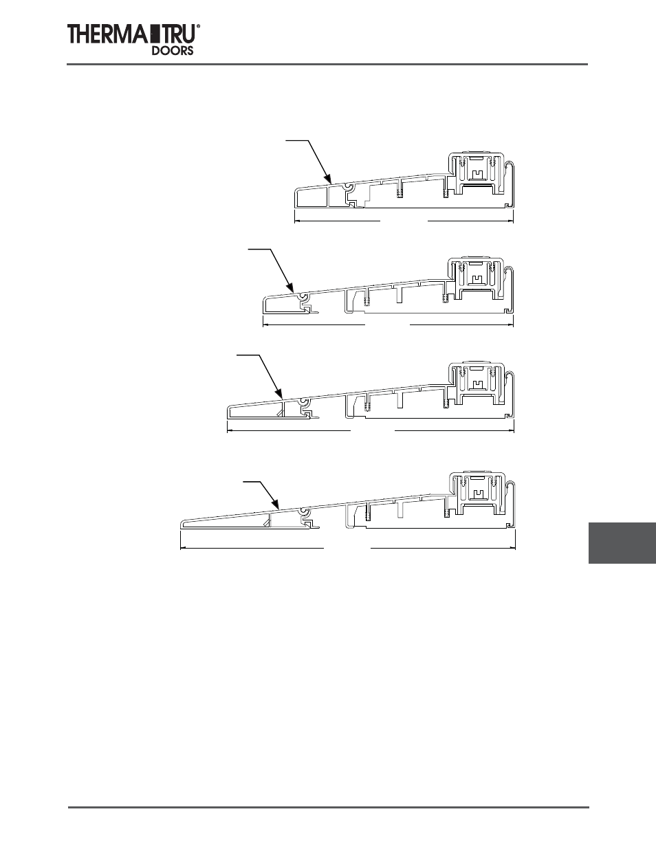 Basic composite inswing adjustable sill extenders | Therma-Tru COMP 12 Sills - U1 Revised User Manual | Page 9 / 21