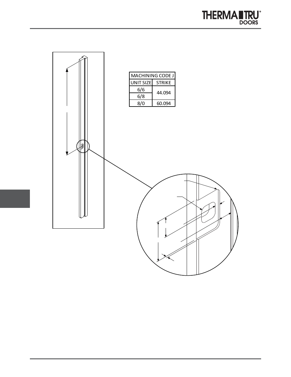 Mullions, Standard lock mortise location | Therma-Tru COMP 10 Frame Parts - U1 Revised User Manual | Page 18 / 32