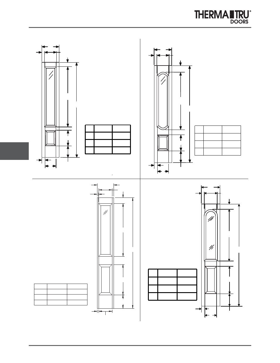 6/8 fiber-classic mahogany sidelites, Half lite sidelite 1 panel | Therma-Tru COMP 8 Sidelite Panel Dimensions - U1 Revised User Manual | Page 16 / 32