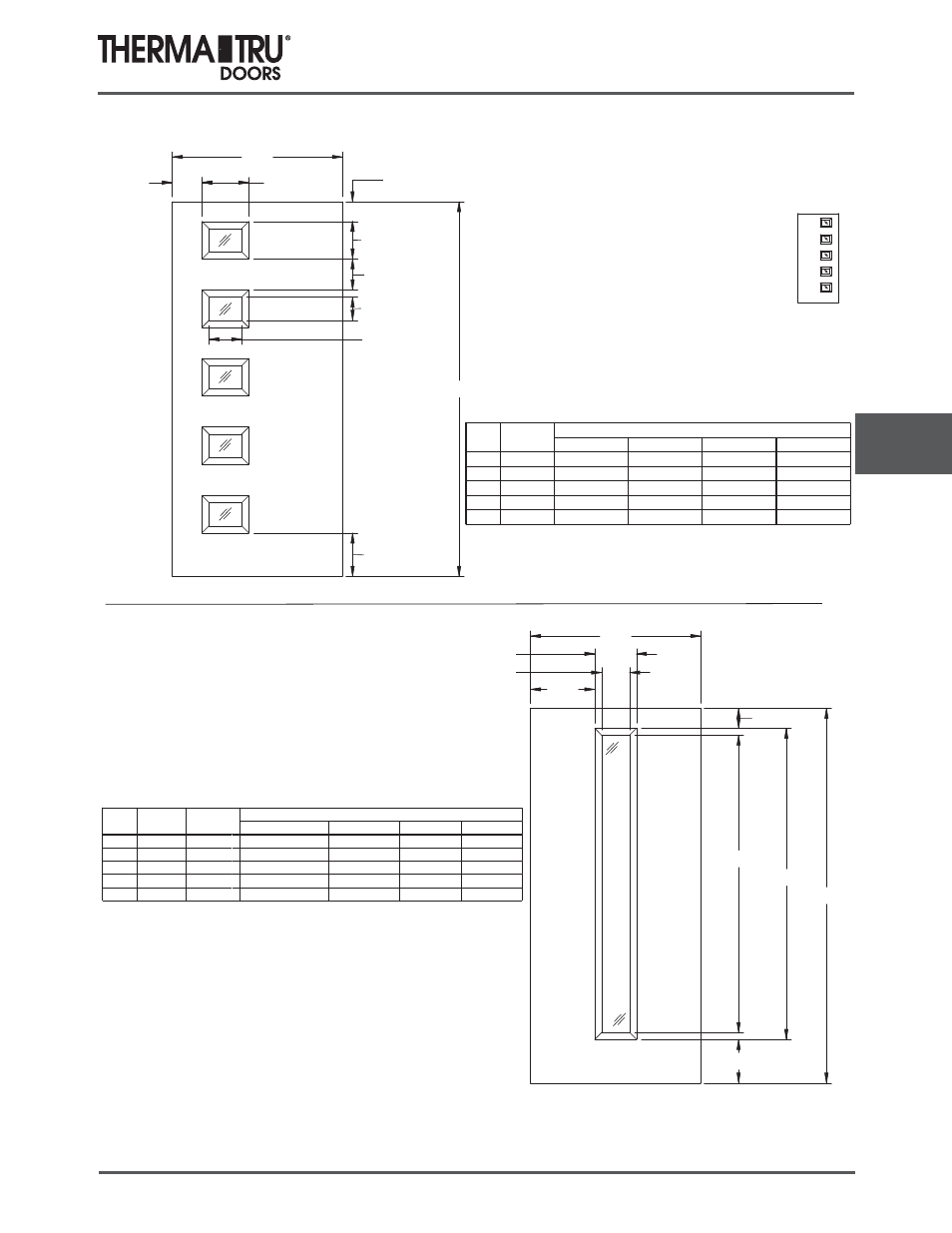 6/8 pulse doors, Linea centered (glass - 0764) | Therma-Tru COMP 7 Pulse Door Sidelite Panel Dimensions - U1 Revised User Manual | Page 7 / 20