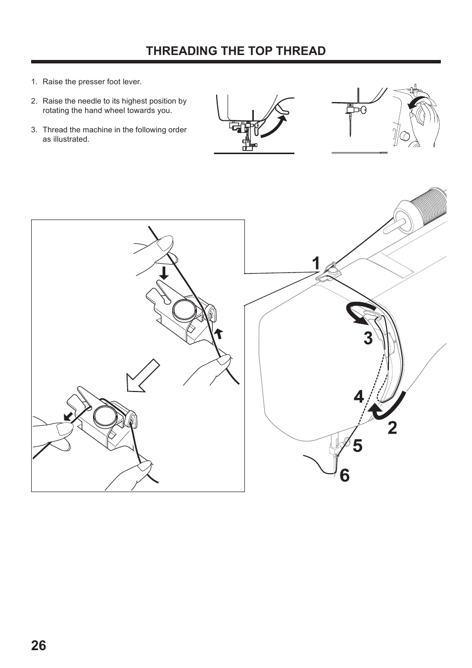 Threading the top thread | Juki HZL-35Z User Manual | Page 26 / 76