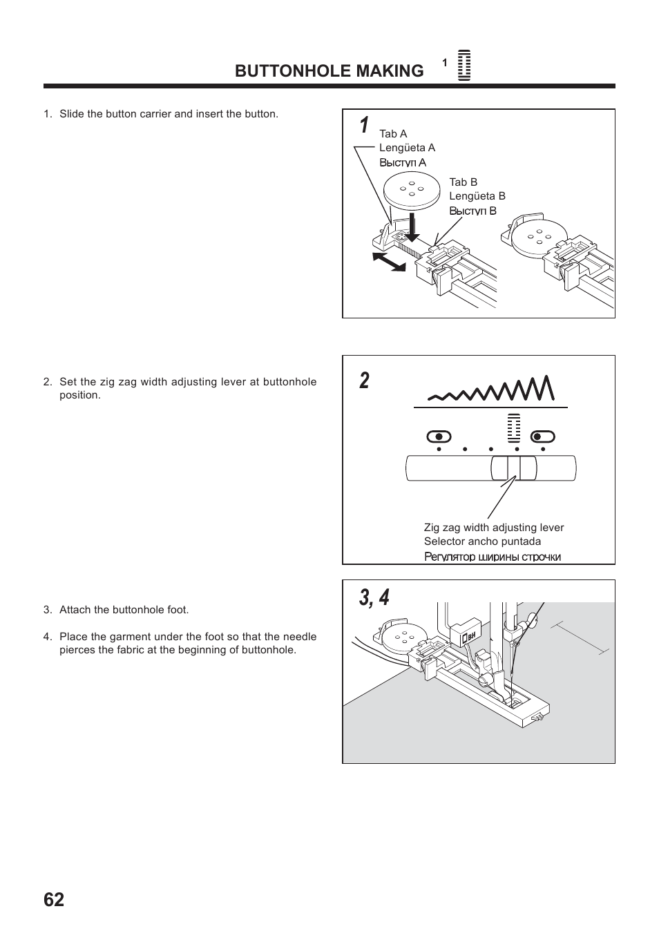 Buttonhole making | Juki HZL-35Z User Manual | Page 62 / 76