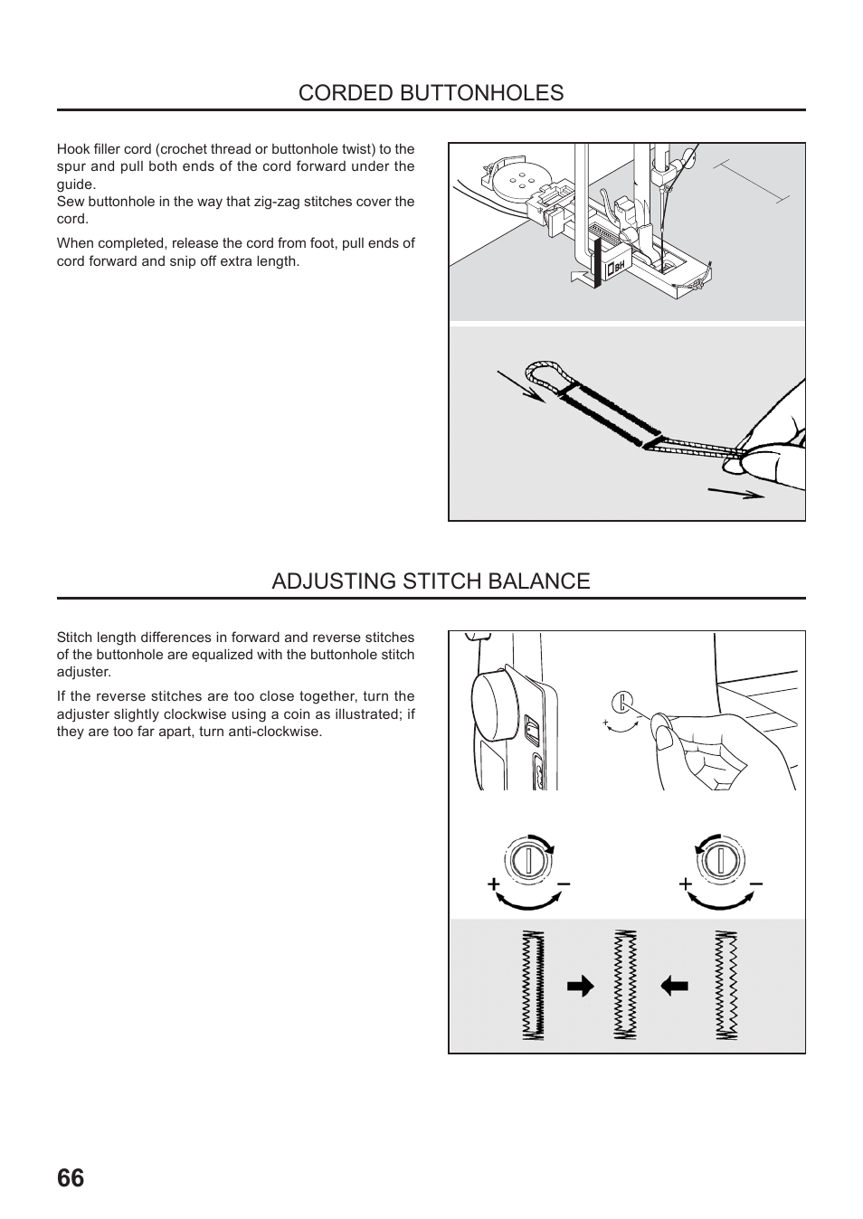 Corded buttonholes adjusting stitch balance | Juki HZL-35Z User Manual | Page 66 / 76