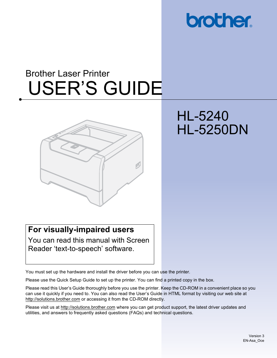 Brother HL-5240 User Manual | 138 pages