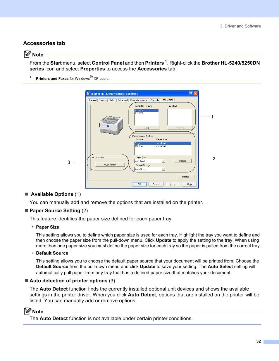 Accessories tab | Brother HL-5240 User Manual | Page 40 / 138