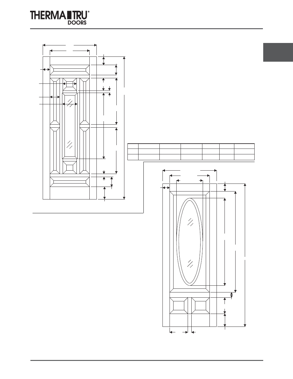 8/0 classic-craft oak doors | Therma-Tru COMP 3 Classic Craft Door Panel Dimensions - U1 Revised User Manual | Page 37 / 68