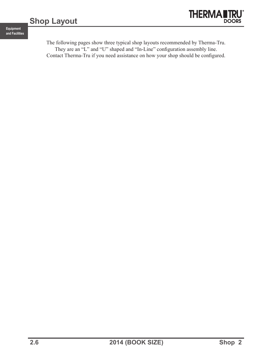 Shop layout | Therma-Tru SHOP 2 Equipment and Facilities - Book Size User Manual | Page 6 / 9