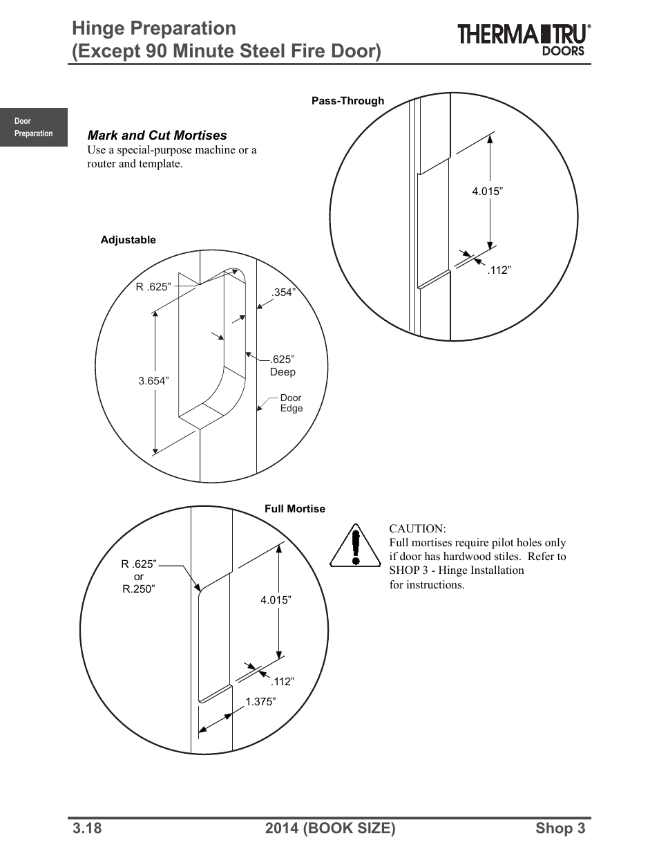 Therma-Tru SHOP 3 Door Preparation - Book Size User Manual | Page 18 / 65
