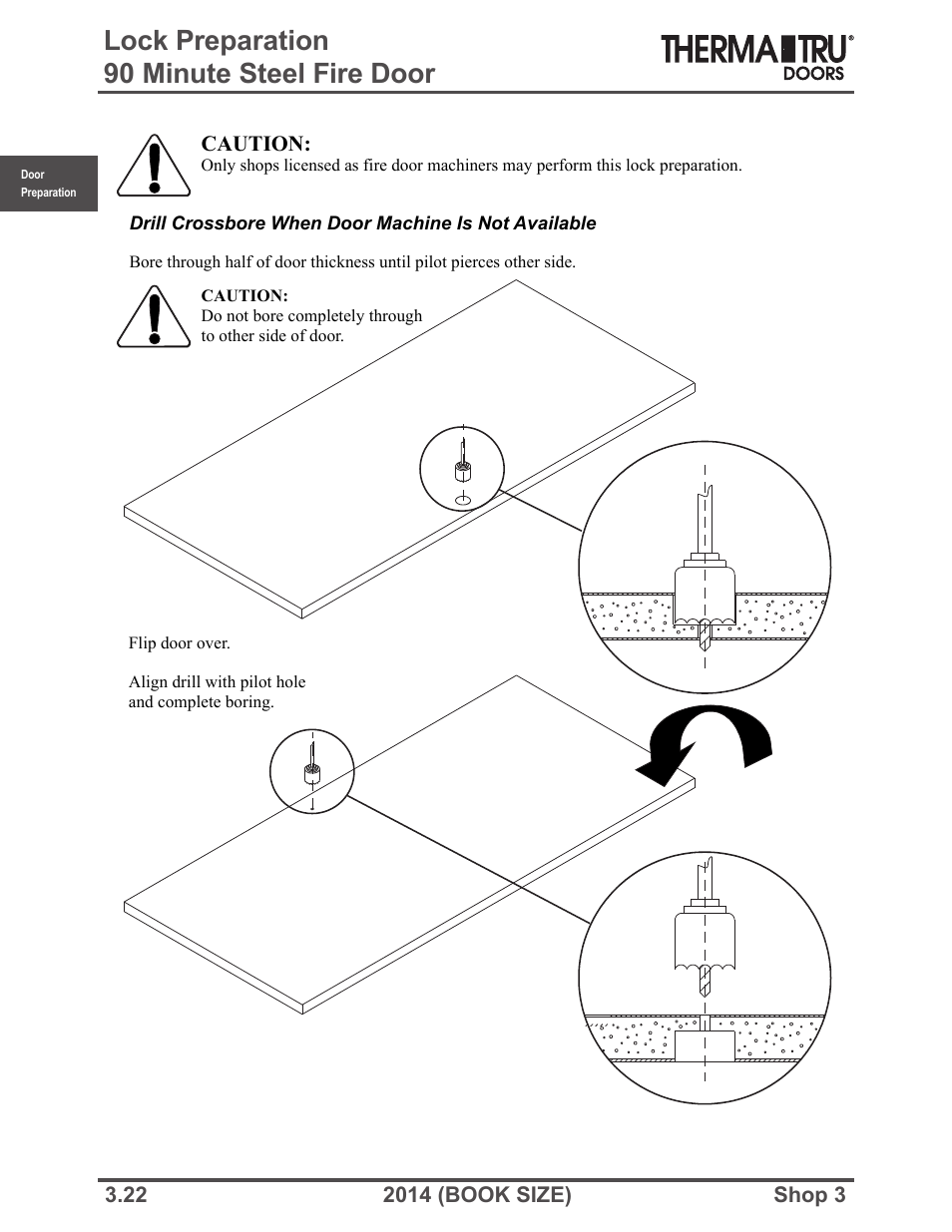 Lock preparation 90 minute steel fire door | Therma-Tru SHOP 3 Door Preparation - Book Size User Manual | Page 22 / 65