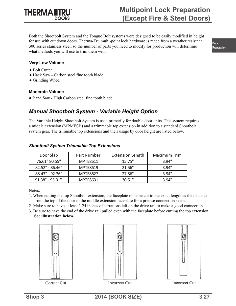 Therma-Tru SHOP 3 Door Preparation - Book Size User Manual | Page 27 / 65