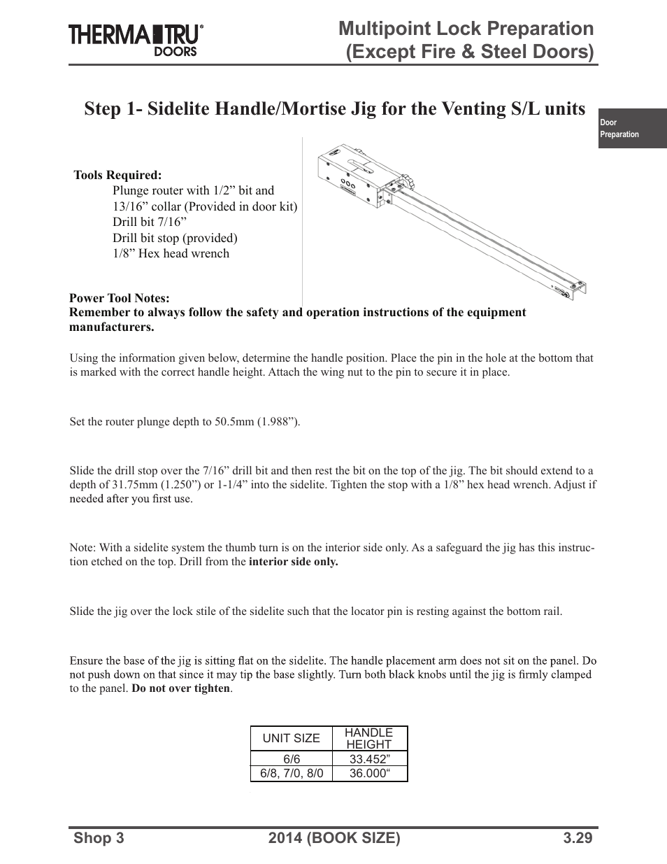 Therma-Tru SHOP 3 Door Preparation - Book Size User Manual | Page 29 / 65