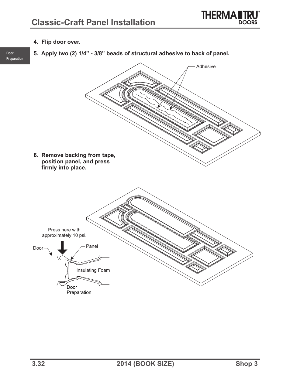 Classic-craft panel installation | Therma-Tru SHOP 3 Door Preparation - Book Size User Manual | Page 32 / 65
