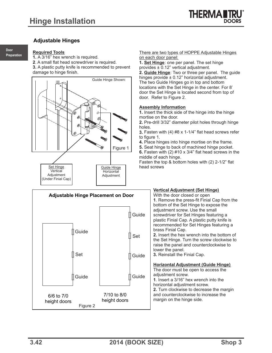 Hinge installation | Therma-Tru SHOP 3 Door Preparation - Book Size User Manual | Page 42 / 65