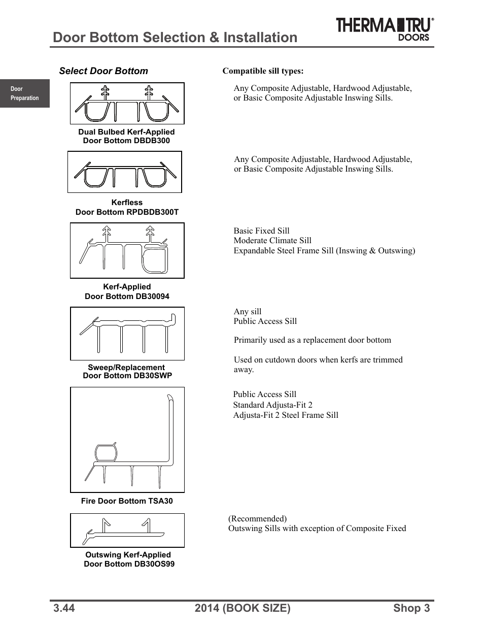 Door bottom selection & installation | Therma-Tru SHOP 3 Door Preparation - Book Size User Manual | Page 44 / 65