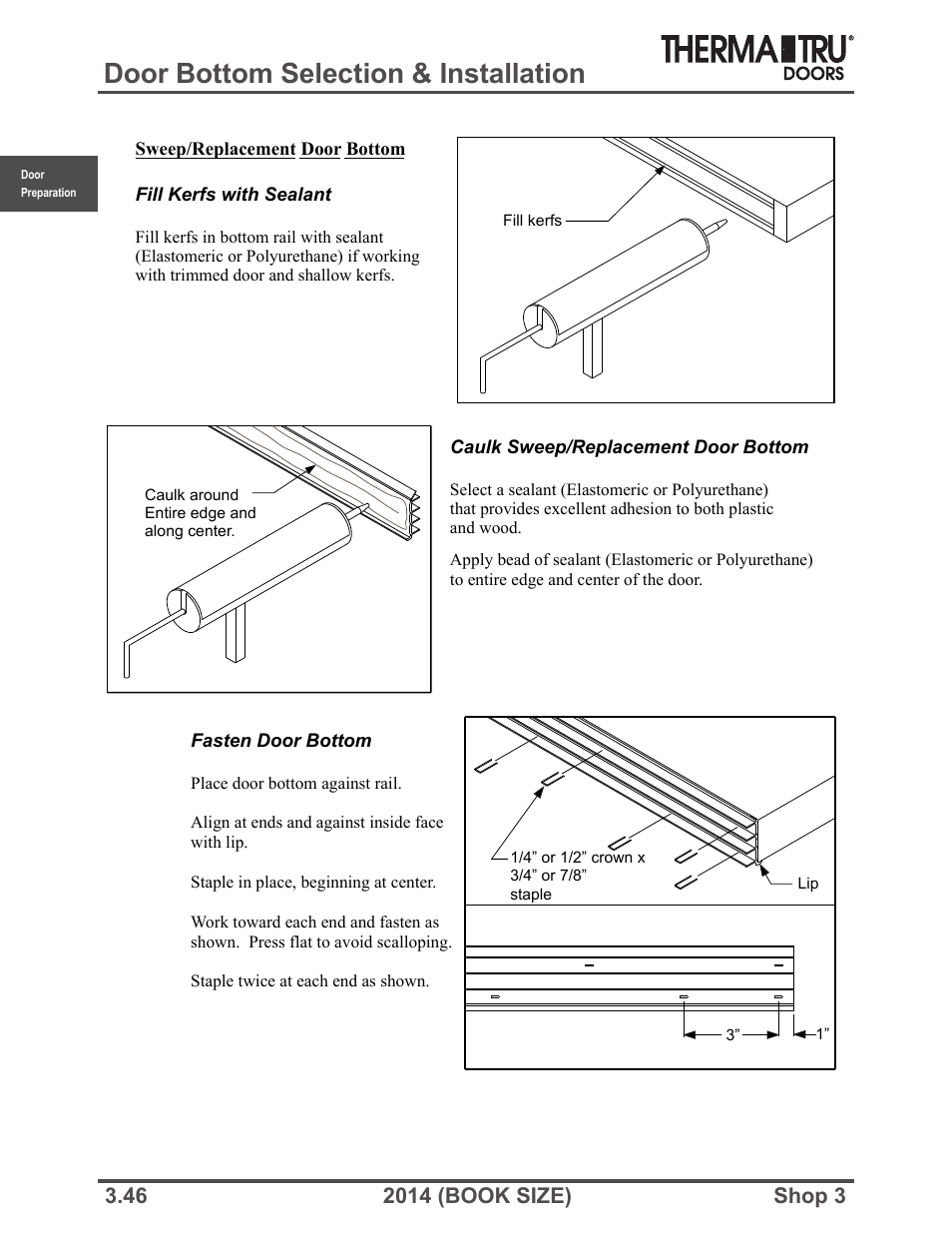 Door bottom selection & installation | Therma-Tru SHOP 3 Door Preparation - Book Size User Manual | Page 46 / 65