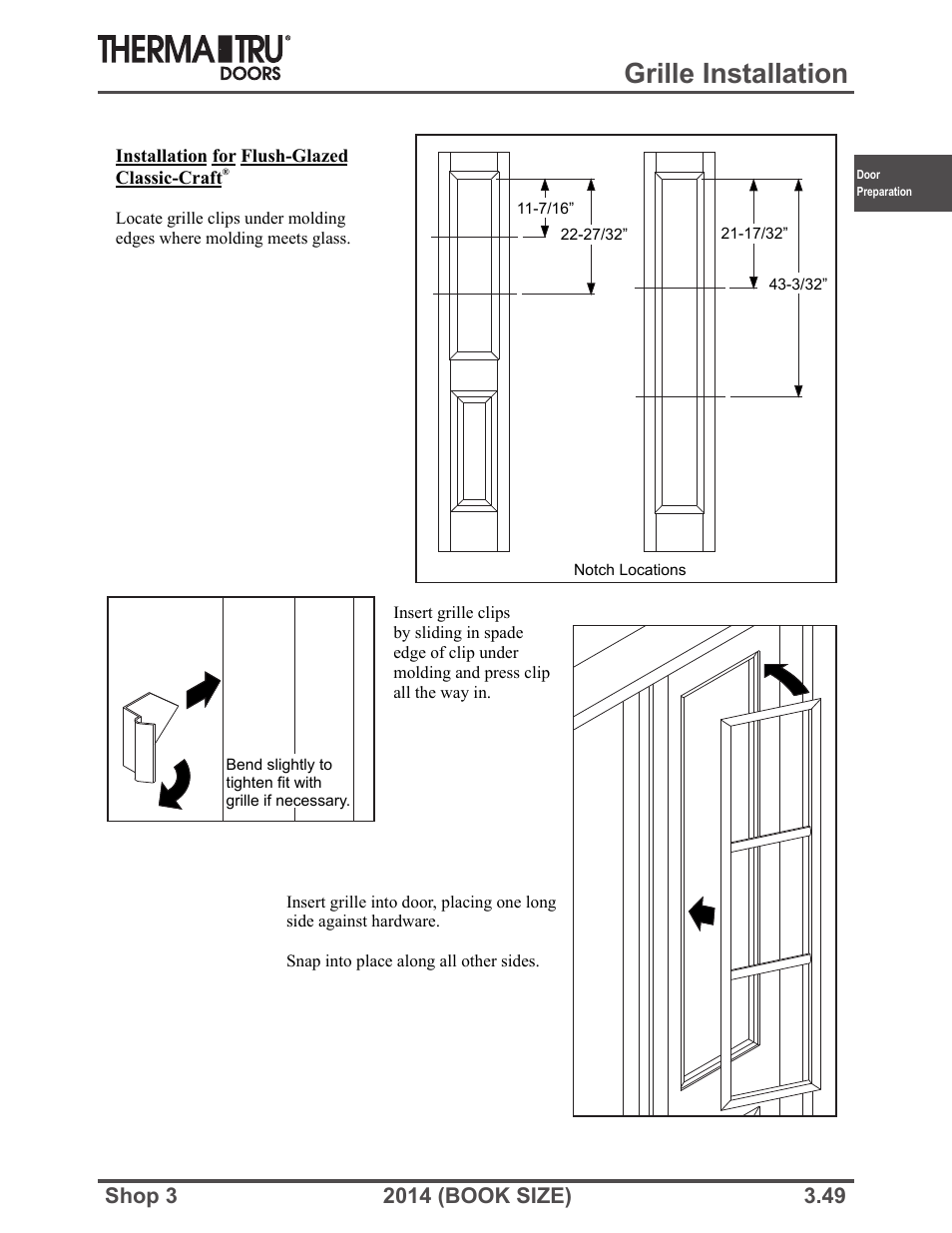 Grille installation | Therma-Tru SHOP 3 Door Preparation - Book Size User Manual | Page 49 / 65