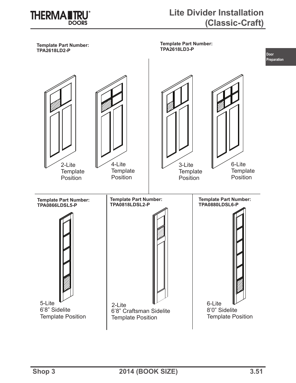 Lite divider installation (classic-craft) | Therma-Tru SHOP 3 Door Preparation - Book Size User Manual | Page 51 / 65