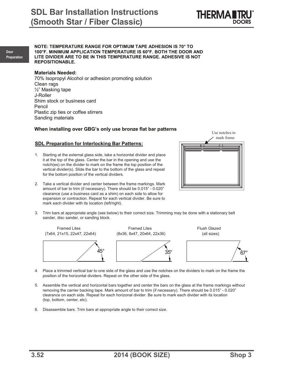 Therma-Tru SHOP 3 Door Preparation - Book Size User Manual | Page 52 / 65