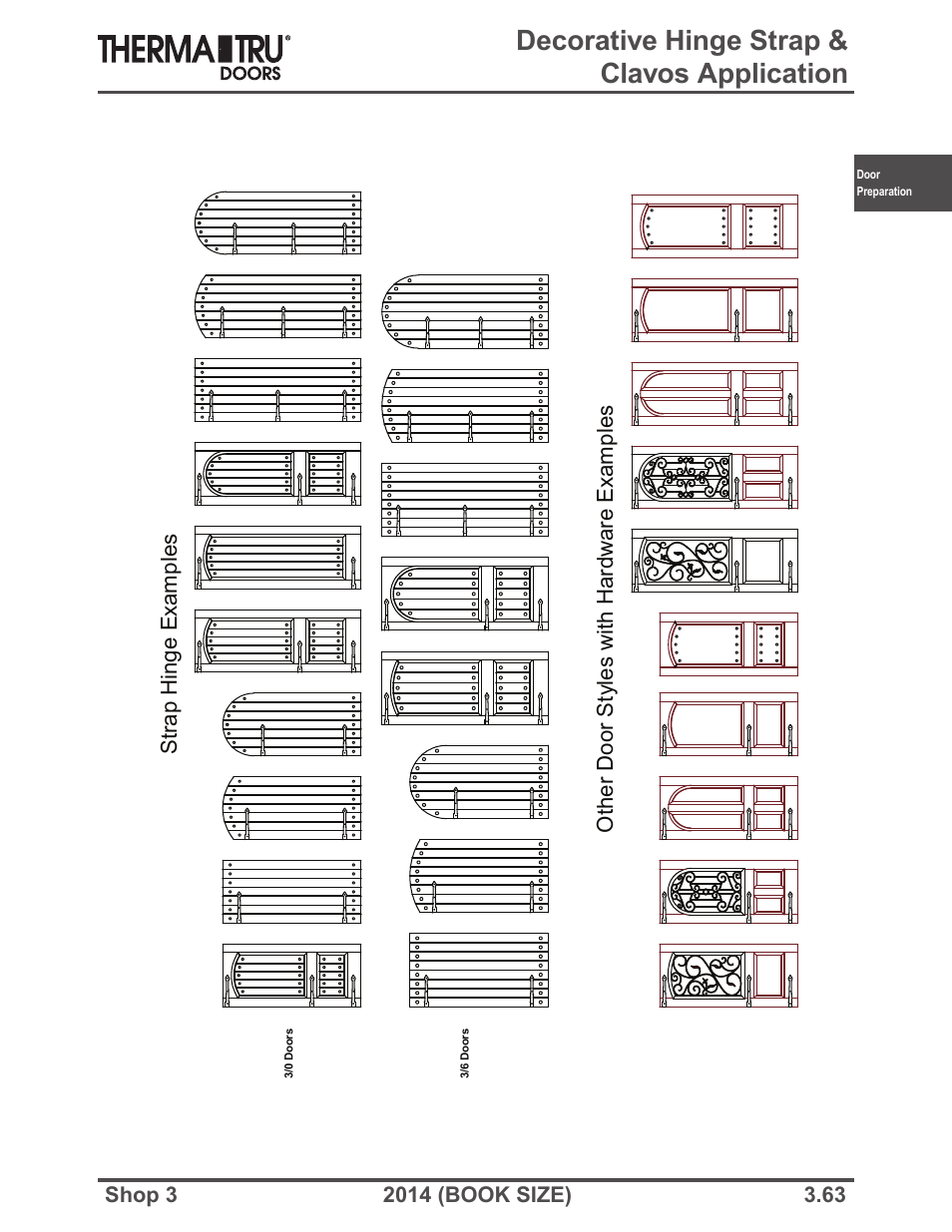 Decorative hinge strap & clavos application | Therma-Tru SHOP 3 Door Preparation - Book Size User Manual | Page 63 / 65