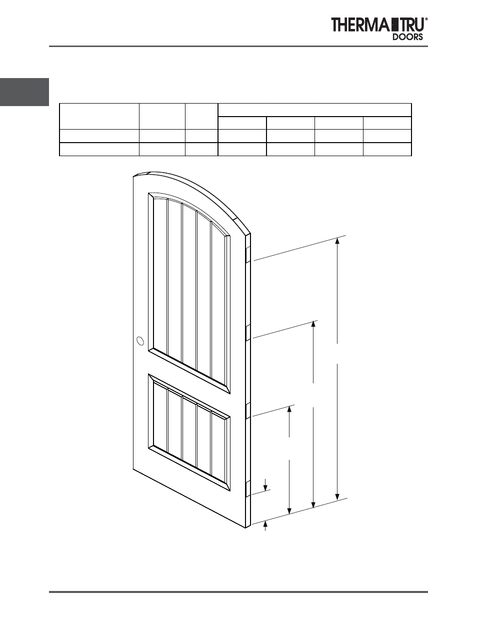 Hinge preparation arch top door | Therma-Tru SHOP 3 Door Preparation - U1 Revised User Manual | Page 16 / 65