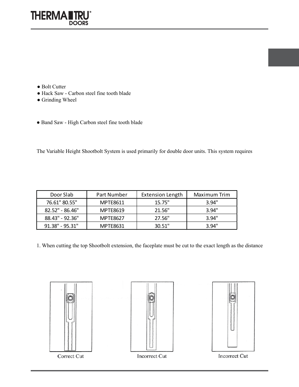 Therma-Tru SHOP 3 Door Preparation - U1 Revised User Manual | Page 27 / 65