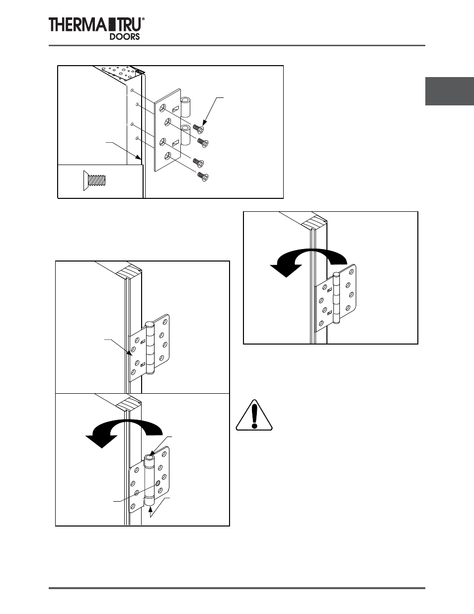 Hinge installation | Therma-Tru SHOP 3 Door Preparation - U1 Revised User Manual | Page 43 / 65