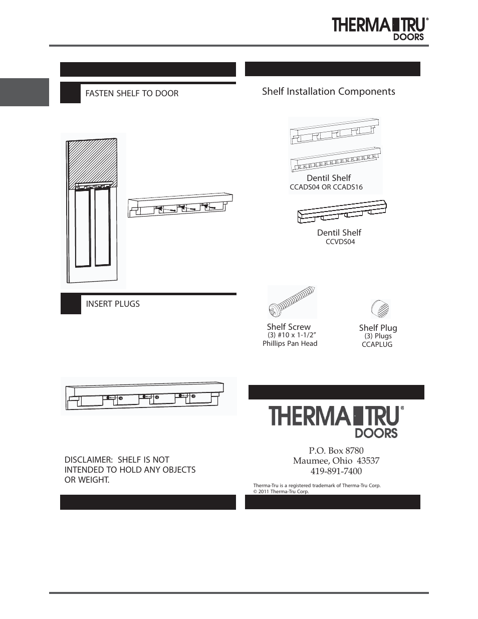 Dentil shelf attachment (classic-craft) | Therma-Tru SHOP 3 Door Preparation - U1 Revised User Manual | Page 58 / 65