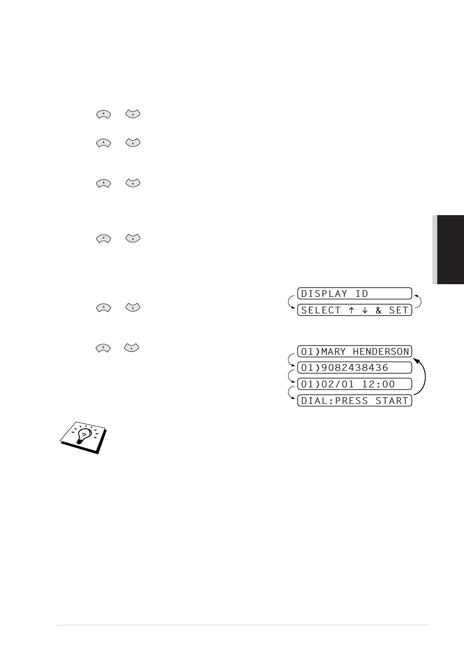 Viewing caller id list, Printing caller id list, Returning a call from the log | Brother FAX-727 User Manual | Page 64 / 125