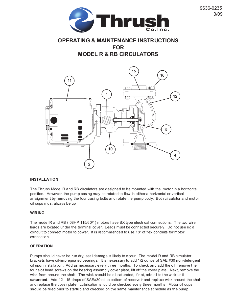 Thrush RB CCirculators User Manual | 2 pages