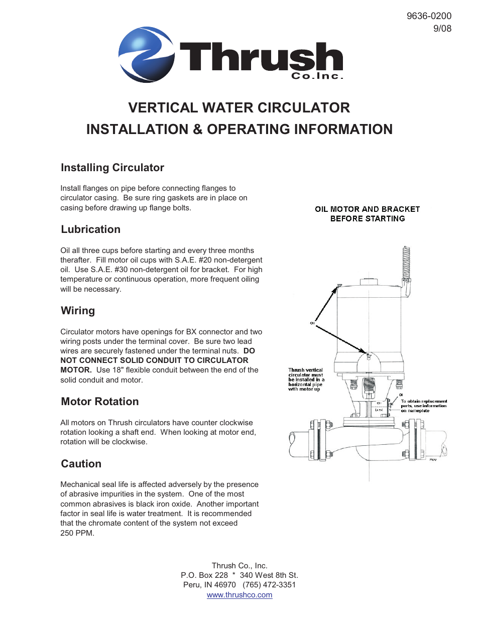 Thrush Vertical Water CCirculators User Manual | 4 pages