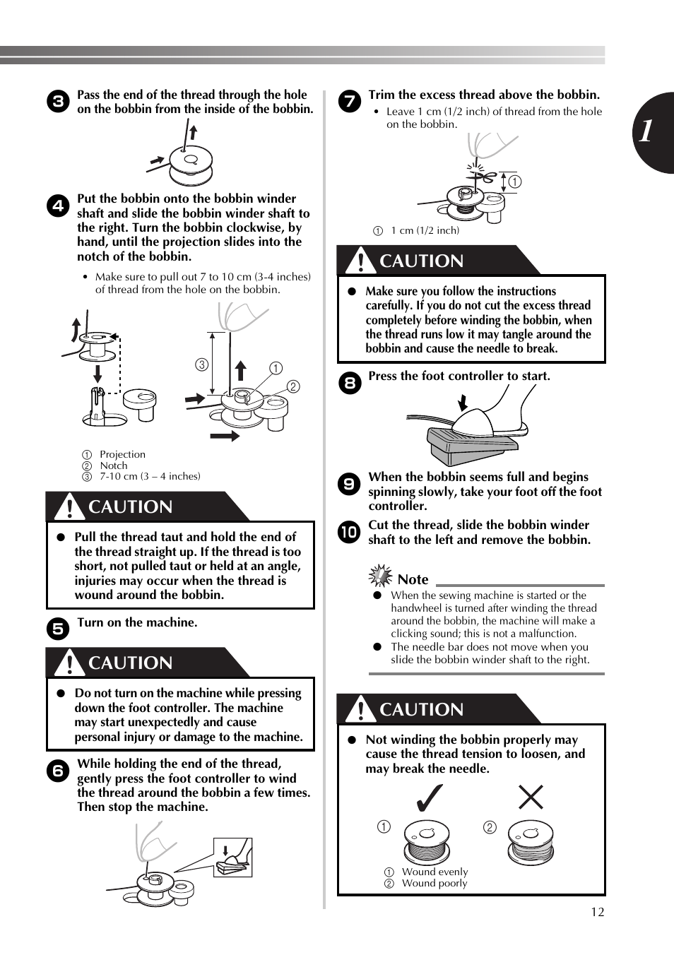 Caution | Brother 888-X56 User Manual | Page 13 / 40