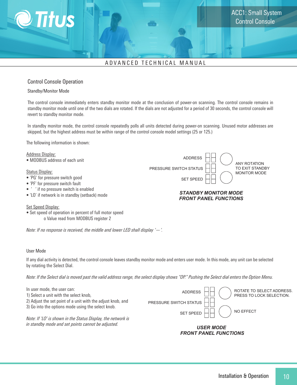 Control console acc1: small system | Titus ACC1 Small System Console User Manual | Page 10 / 12