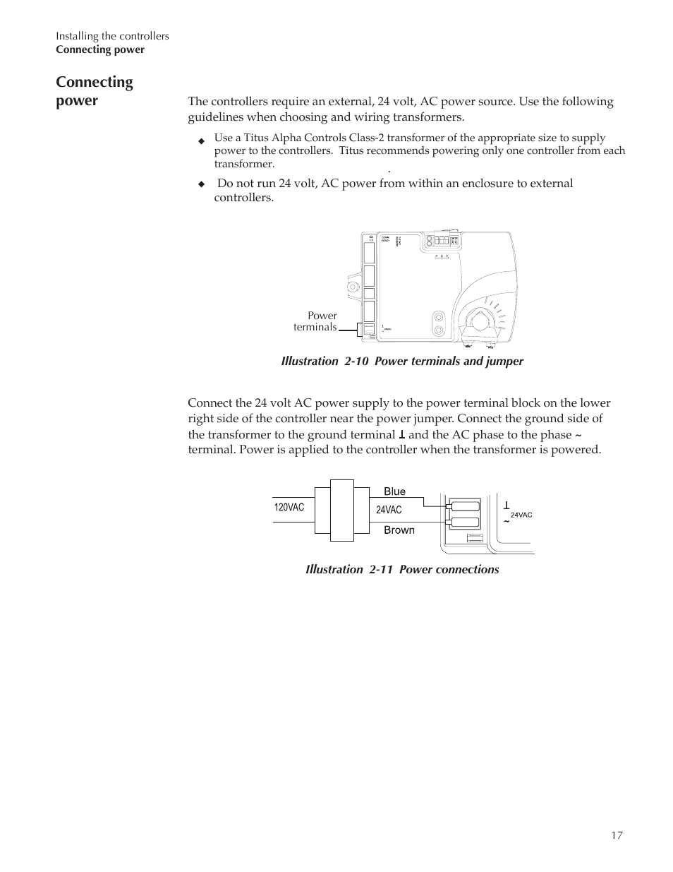 Bac-8001 draft222_20, Connecting power | Titus Alpha BAC-8001/BAC-8201 Cooling Only User Manual | Page 17 / 21