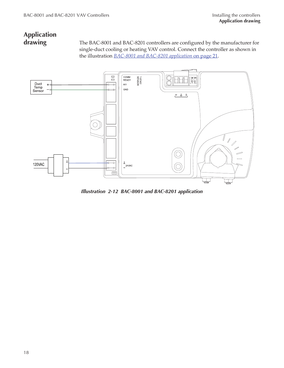 Bac-8001 draft222_21, Application drawing | Titus Alpha BAC-8001/BAC-8201 Cooling Only User Manual | Page 18 / 21