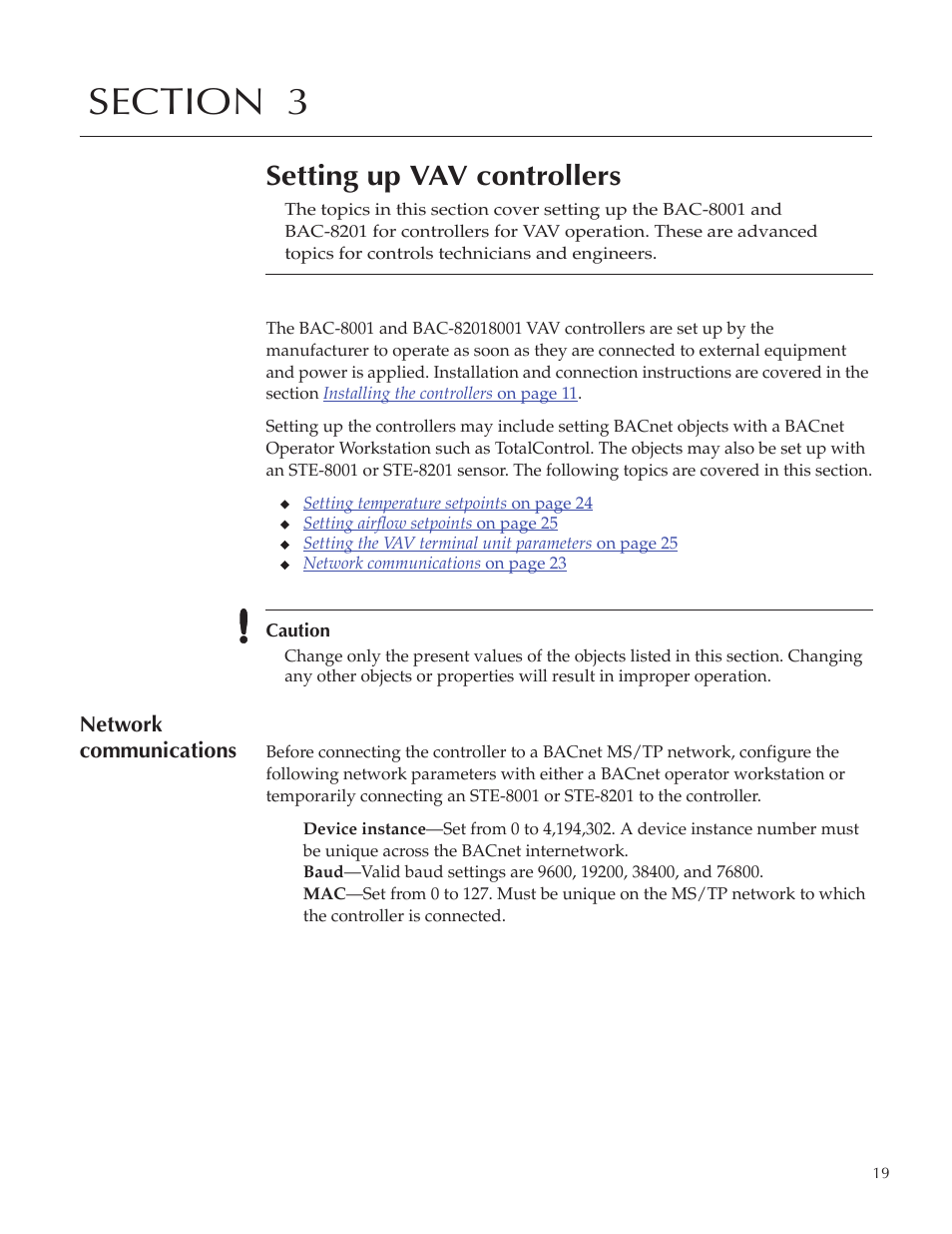 Bac-8001 draft222_23, Setting up vav controllers | Titus Alpha BAC-8001/BAC-8201 Cooling Only User Manual | Page 19 / 21