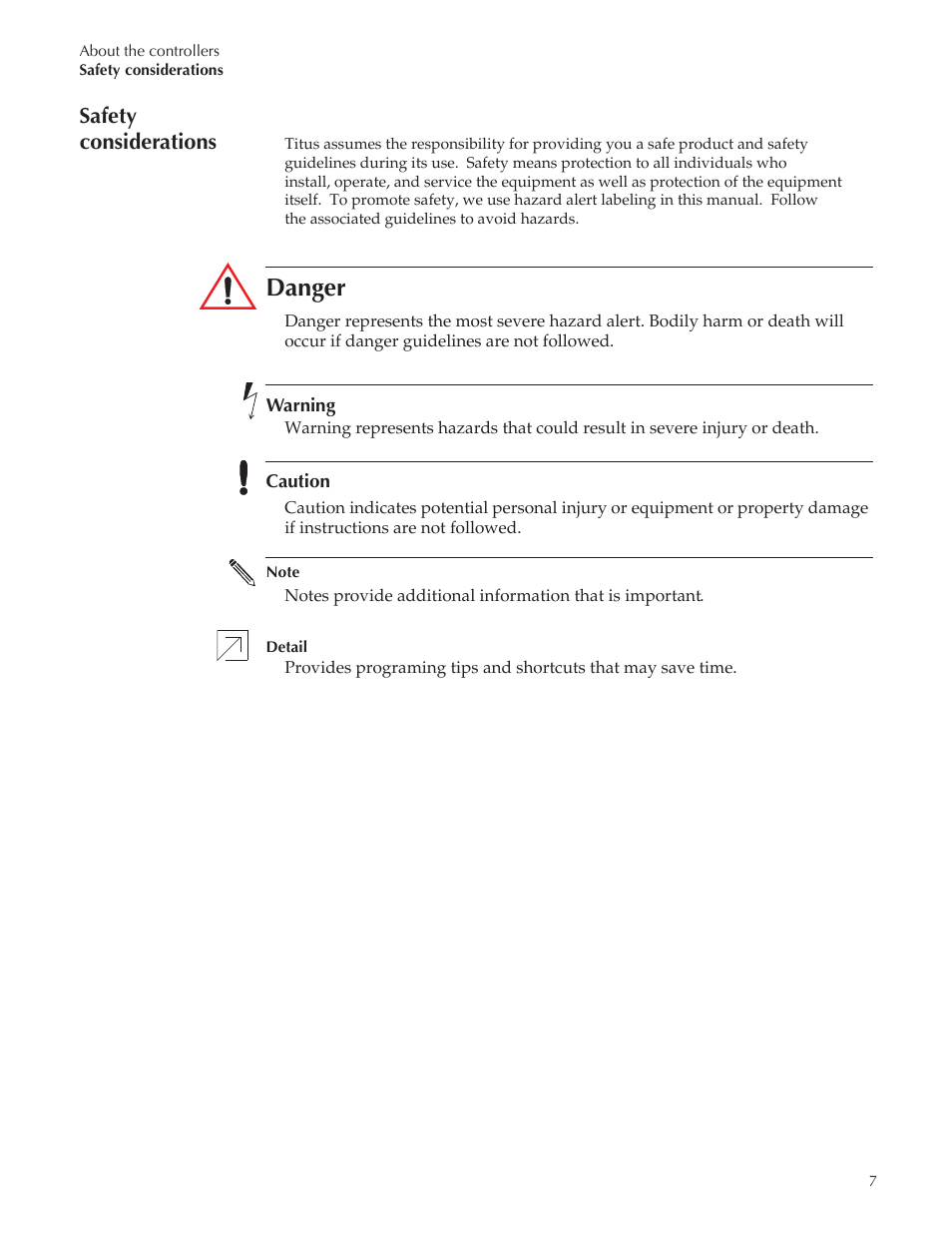 Bac-8001 draft222_10, Danger, Safety considerations | Titus Alpha BAC-8001/BAC-8201 Cooling Only User Manual | Page 7 / 21