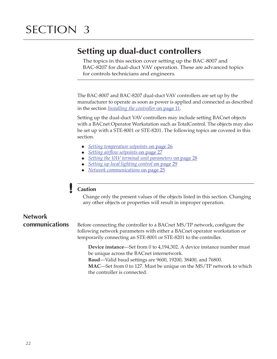 Bac-8007 draft7_25, Setting up dual-duct controllers | Titus Alpha BAC-8007/BAC-8207 Dual Duct User Manual | Page 22 / 26