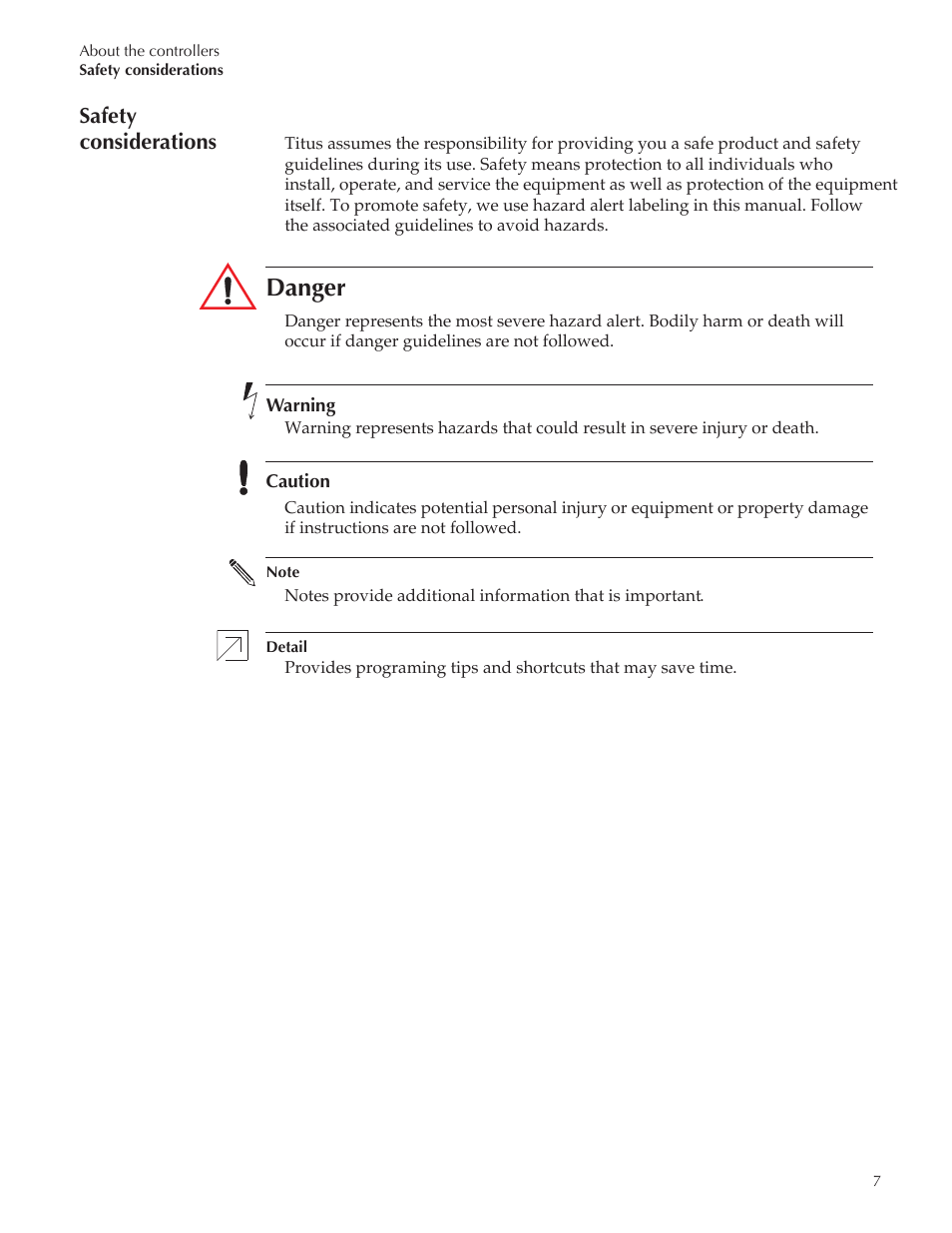 Bac-8007 draft7_10, Danger, Safety considerations | Titus Alpha BAC-8007/BAC-8207 Dual Duct User Manual | Page 7 / 26