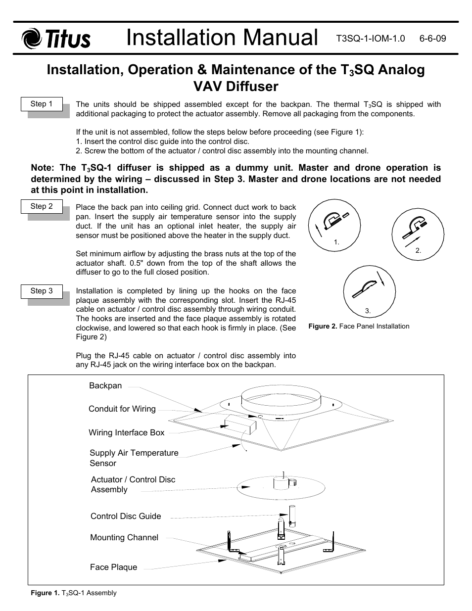 Titus Analog T3SQ-1 IOM User Manual | 6 pages