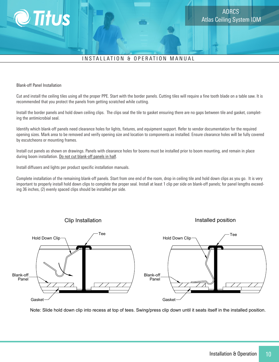 Atlas ceiling system iom, Aorcs | Titus Atlas Operating Room Ceiling System (AORCS) User Manual | Page 10 / 10