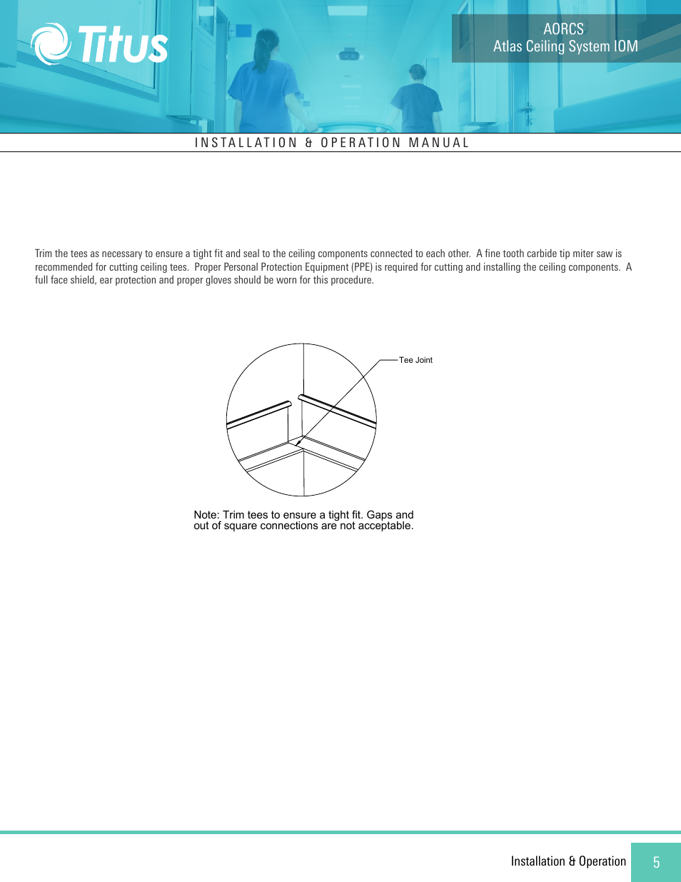 Atlas ceiling system iom, Aorcs 5 | Titus Atlas Operating Room Ceiling System (AORCS) User Manual | Page 5 / 10
