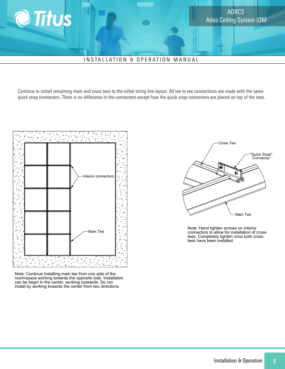 Atlas ceiling system iom, Aorcs | Titus Atlas Operating Room Ceiling System (AORCS) User Manual | Page 8 / 10