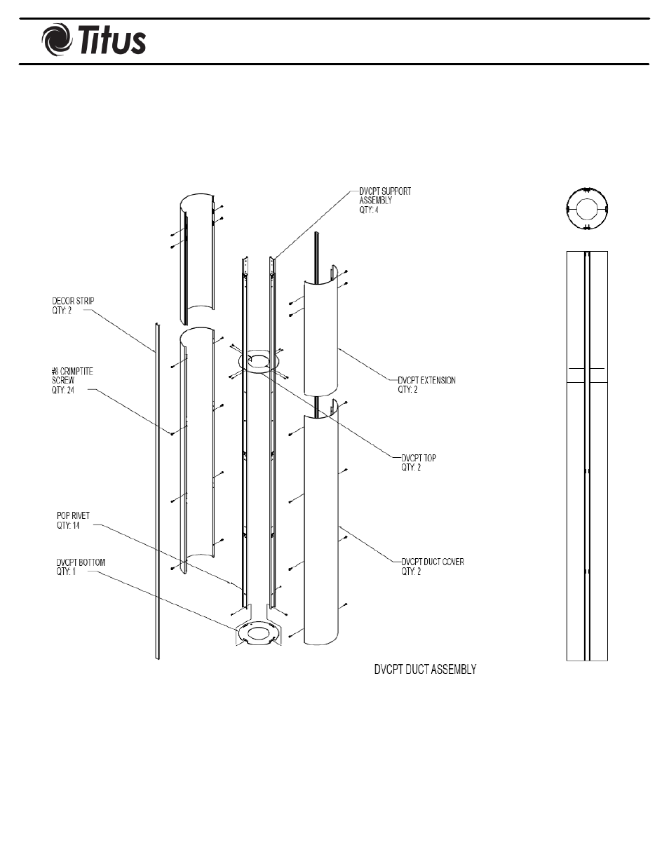 Installation manual, Dvcp duct cover installation | Titus Displacment Ventilation User Manual | Page 3 / 22