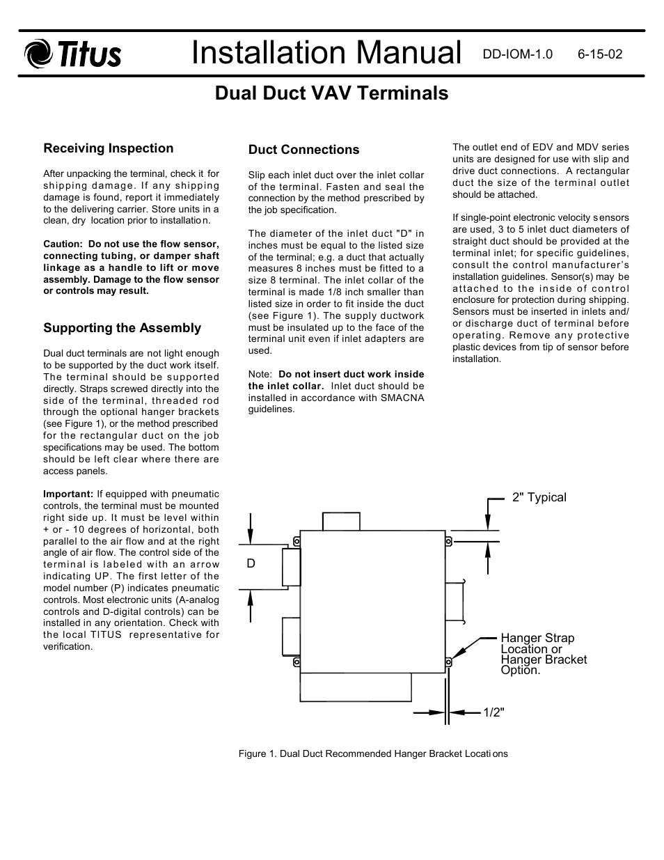 Titus Dual Duct Terminal IOM User Manual | 2 pages